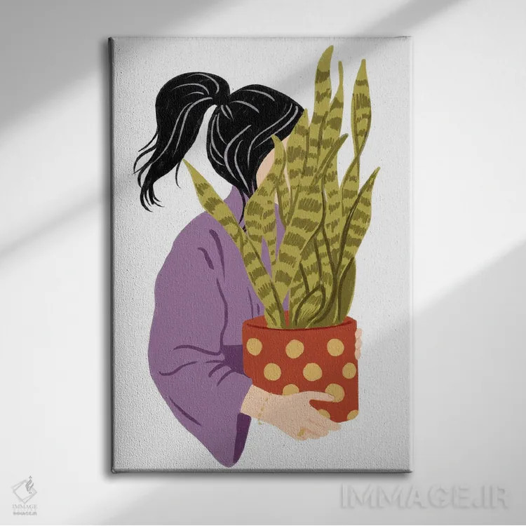 تابلو دکوراتیو دختر گیاه دوست II اثر ایلاریا بندتی - نمای روبهرو روی دیوار