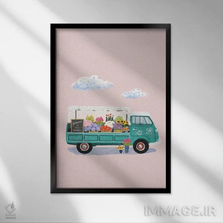 تابلو دکوراتیو بازار گل I اثر ایلاریا بندتی - نمای قابدار مشکی