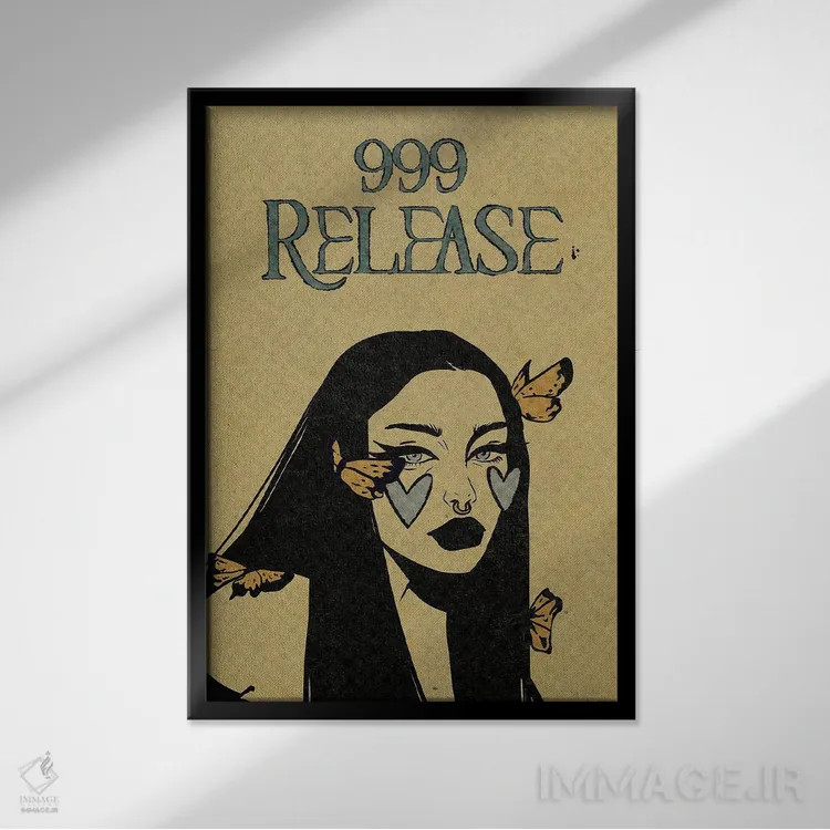 تابلو دکوراتیو عدد فرشته ۹۹۹ اثر ایلو ناتیکا - نمای قابدار مشکی