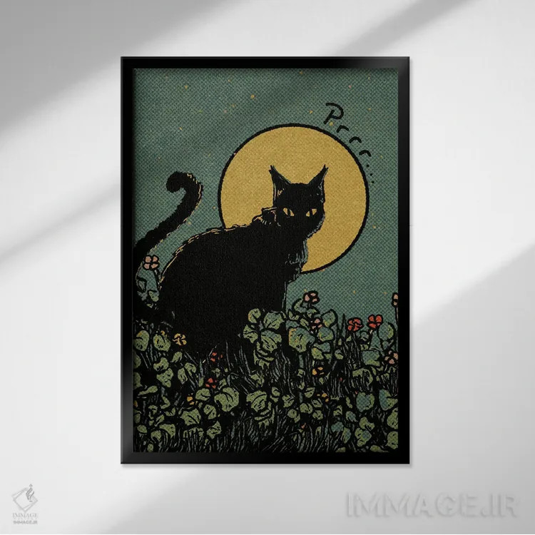 تابلو دکوراتیو گربه اثر ایلو ناتیکا - نمای قابدار مشکی