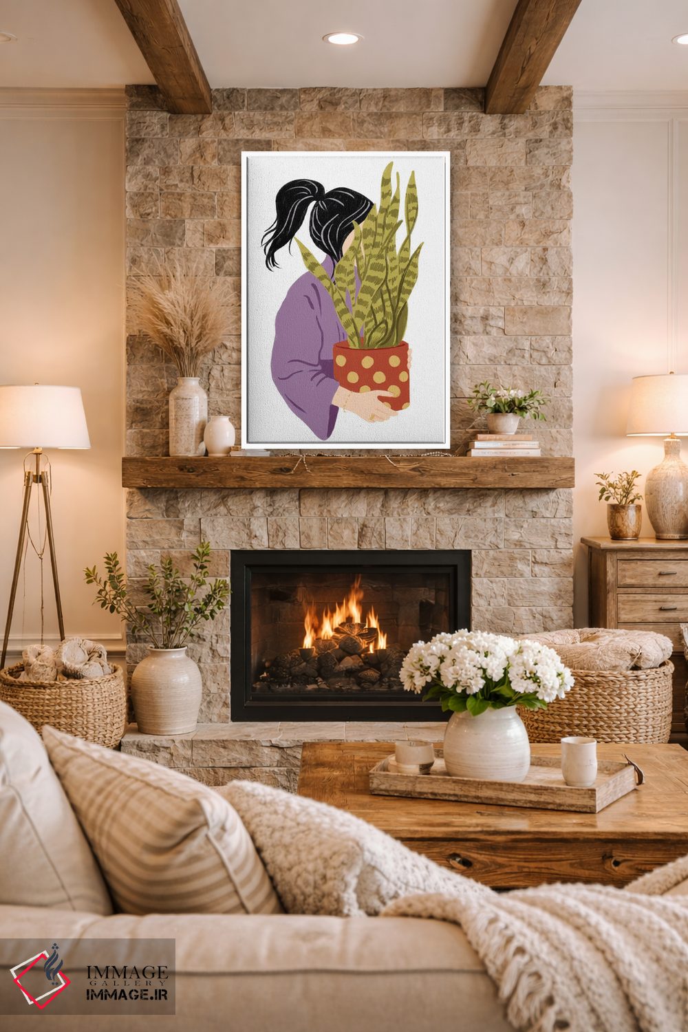 تابلو دکوراتیو دختر گیاه دوست II اثر ایلاریا بندتی - D1W