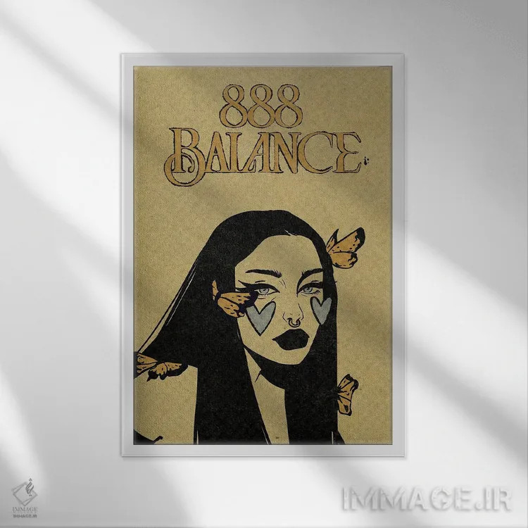 تابلو دکوراتیو عدد فرشته ۸۸۸ اثر ایلو ناتیکا - نمای قابدار سفید