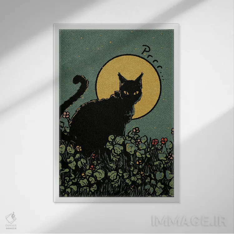 تابلو دکوراتیو گربه اثر ایلو ناتیکا - نمای قابدار سفید