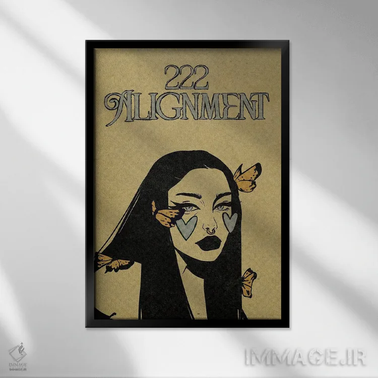 تابلو دکوراتیو عدد فرشته ۲۲۲ اثر ایلو ناتیکا - نمای قابدار مشکی