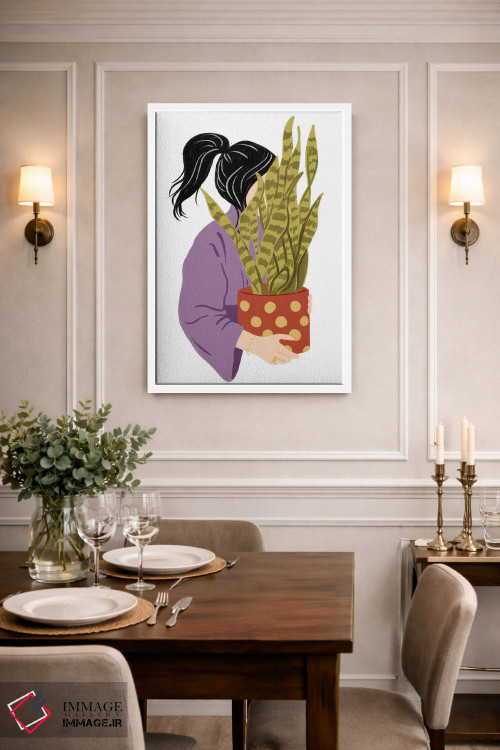تابلو دکوراتیو دختر گیاه دوست II اثر ایلاریا بندتی - D2W