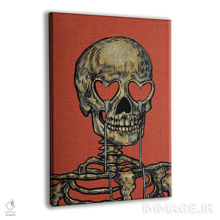 تابلو دکوراتیو جمجمه با چشم های قلبی اثر ایلو ناتیکا - نمای پرسپکتیو محصول