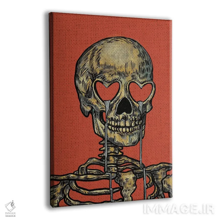 تابلو دکوراتیو جمجمه با چشم های قلبی اثر ایلو ناتیکا - نمای پرسپکتیو محصول