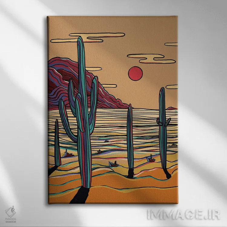 تابلو دکوراتیو کاکتوس های رنگارنگ اثر ایلو ناتیکا - نمای روبهرو روی دیوار