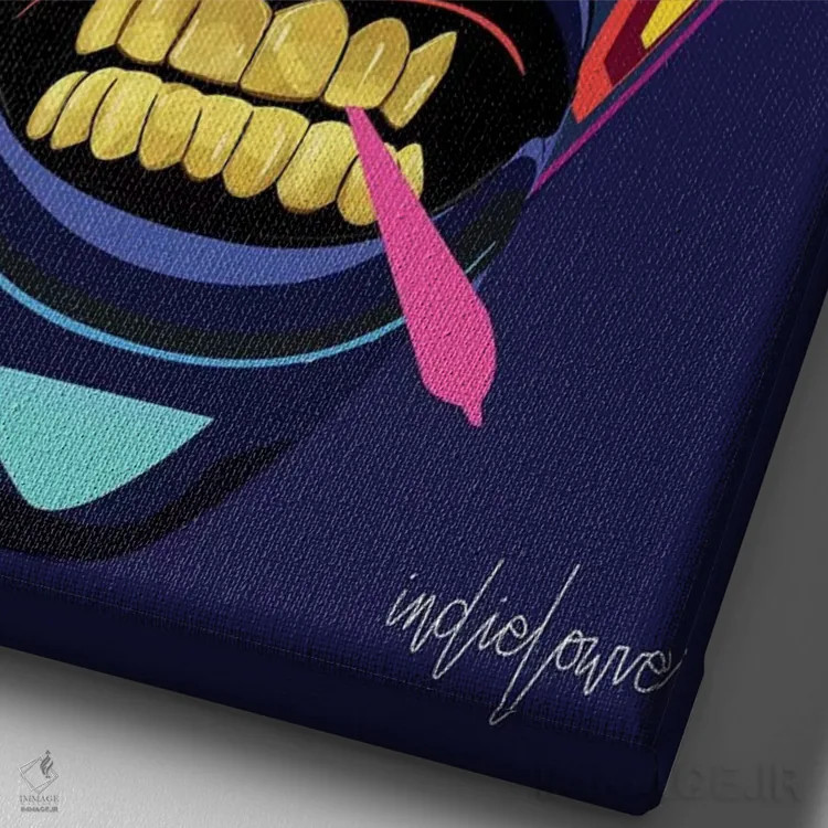 تابلو دکوراتیو نقاب ایمو اثر ایندی لاو - نمای نزدیک بافت بوم