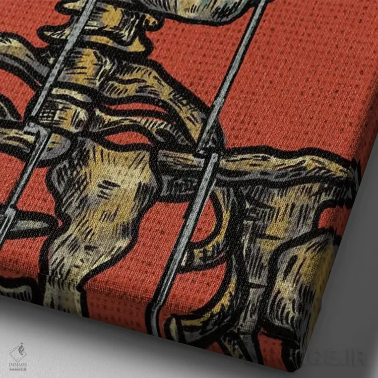 تابلو دکوراتیو جمجمه با چشم های قلبی اثر ایلو ناتیکا - نمای نزدیک بافت بوم