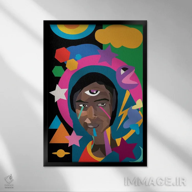 تابلو دکوراتیو مادونای اتیوپیایی اثر ایندی لاو - نمای قابدار مشکی