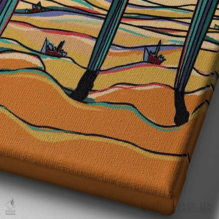 تابلو دکوراتیو کاکتوس های رنگارنگ اثر ایلو ناتیکا - نمای نزدیک بافت بوم