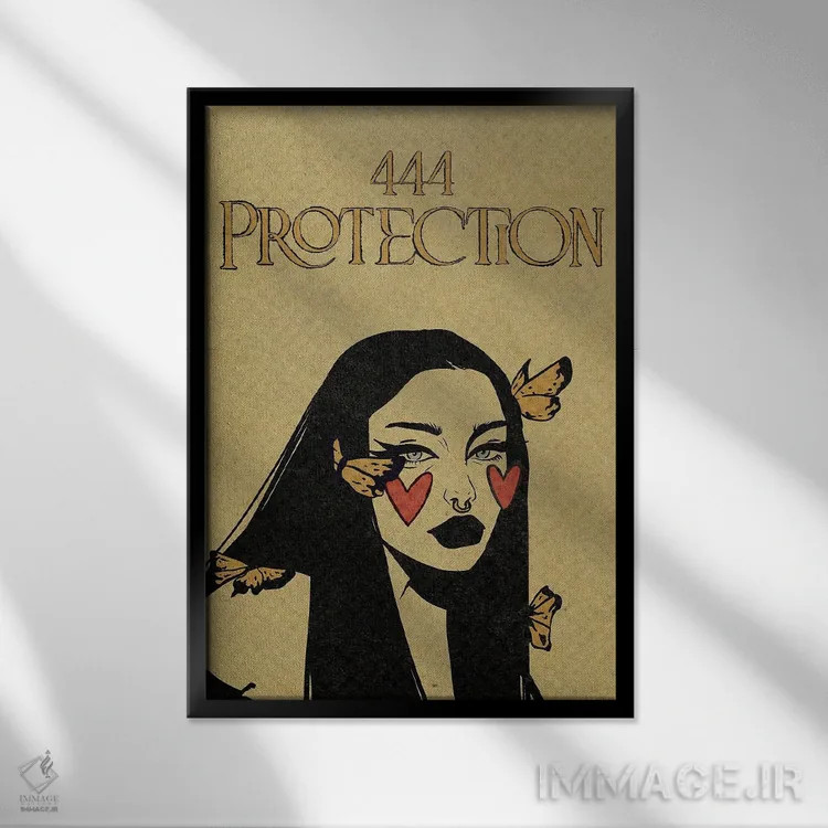 تابلو دکوراتیو عدد فرشته ۴۴۴ اثر ایلو ناتیکا - نمای قابدار مشکی