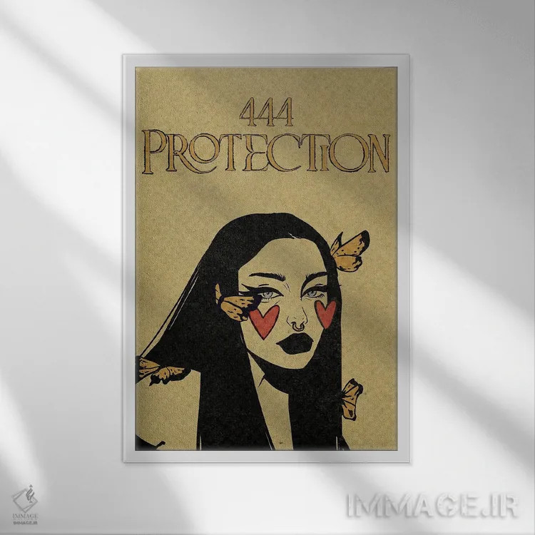 تابلو دکوراتیو عدد فرشته ۴۴۴ اثر ایلو ناتیکا - نمای قابدار سفید