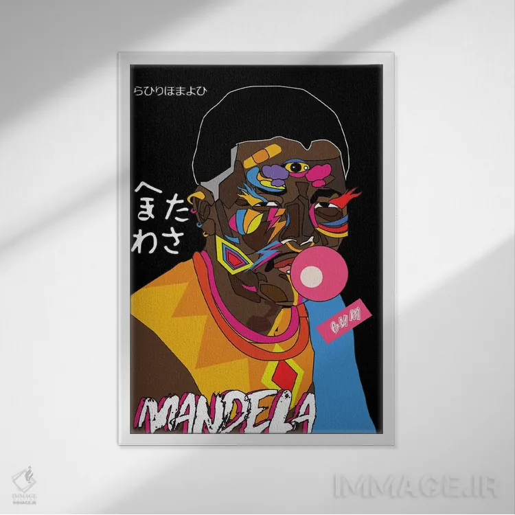 تابلو دکوراتیو ماندلا اثر ایندی لاو - نمای قابدار سفید