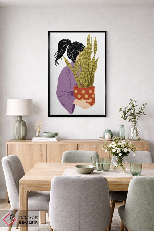 تابلو دکوراتیو دختر گیاه دوست II اثر ایلاریا بندتی - D6B