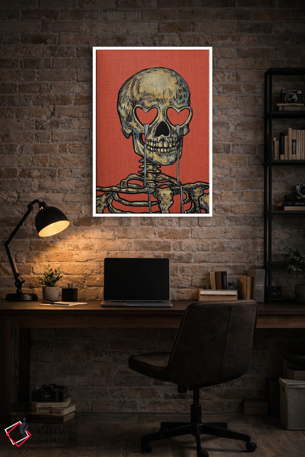 تابلو دکوراتیو جمجمه با چشم های قلبی اثر ایلو ناتیکا - D3W