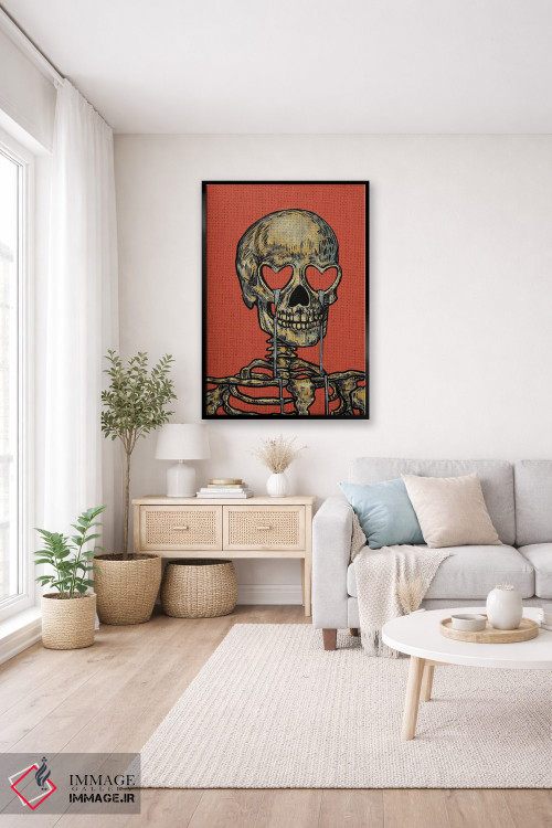 تابلو دکوراتیو جمجمه با چشم های قلبی اثر ایلو ناتیکا - D5B