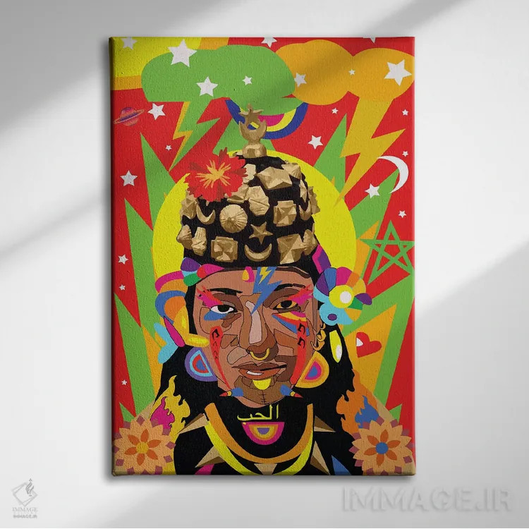 تابلو دکوراتیو آمازیغ اثر ایندی لاو - نمای روبهرو روی دیوار