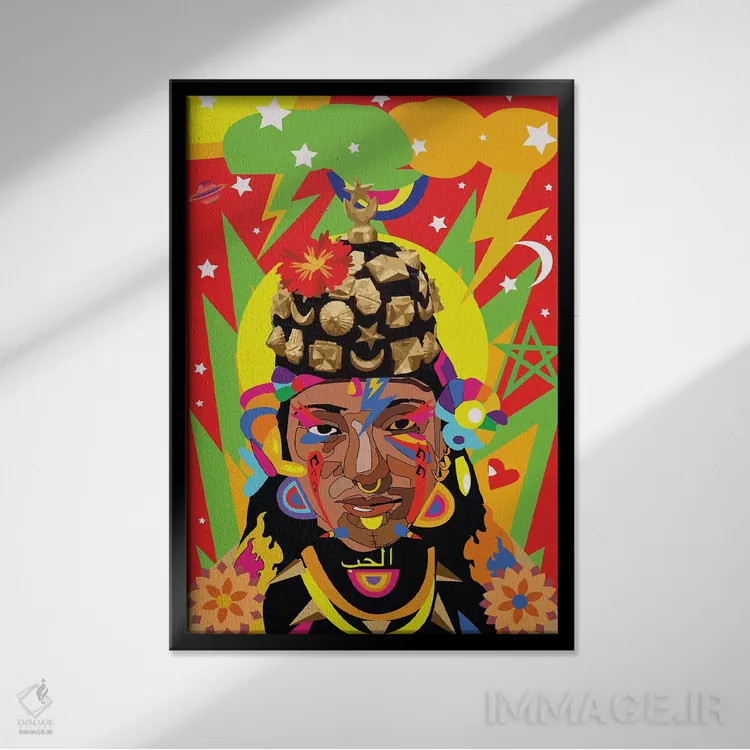 تابلو دکوراتیو آمازیغ اثر ایندی لاو - نمای قابدار مشکی