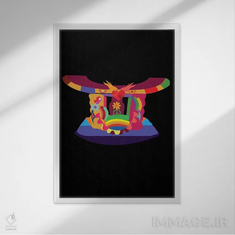 تابلو دکوراتیو چهارپایه اثر ایندی لاو - نمای قابدار سفید