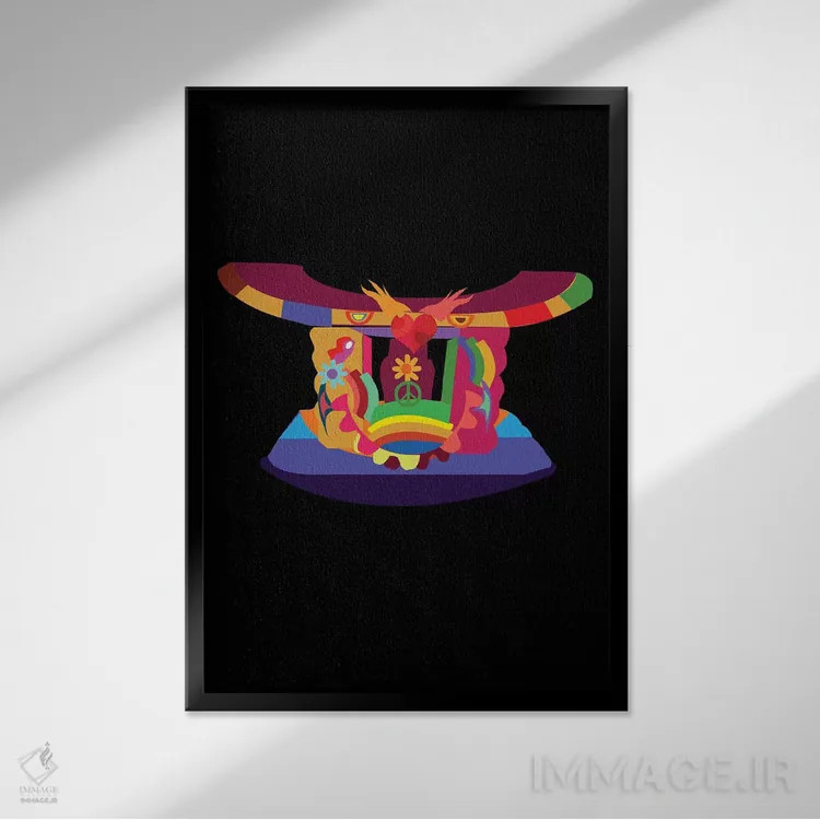 تابلو دکوراتیو چهارپایه اثر ایندی لاو - نمای قابدار مشکی