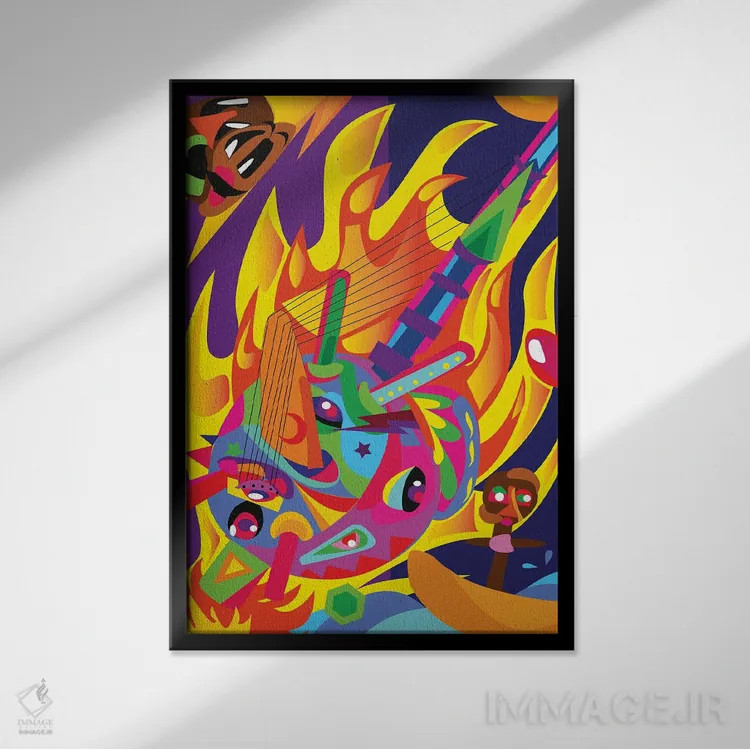 تابلو انتزاعی کرای اسرارآمیز اثر ایندی لاو - نمای قابدار مشکی