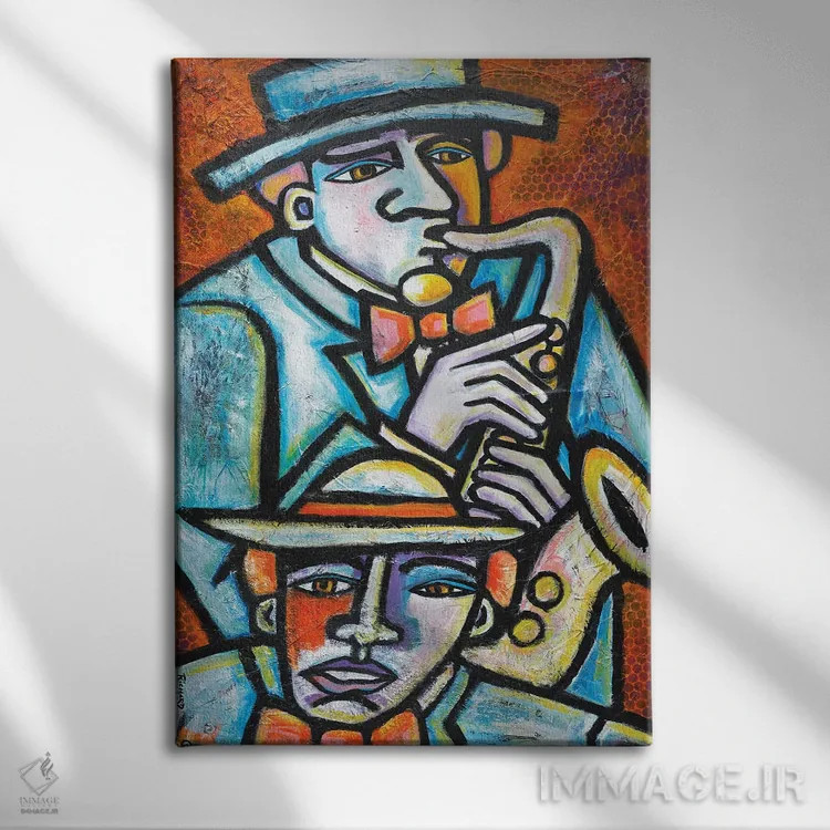 تابلو دکوراتیو مردان جاز اثر ایلین ریچارد - نمای روبهرو روی دیوار