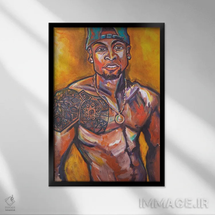 تابلو دکوراتیو خالکوبی اثر ایلین ریچارد - نمای قابدار مشکی