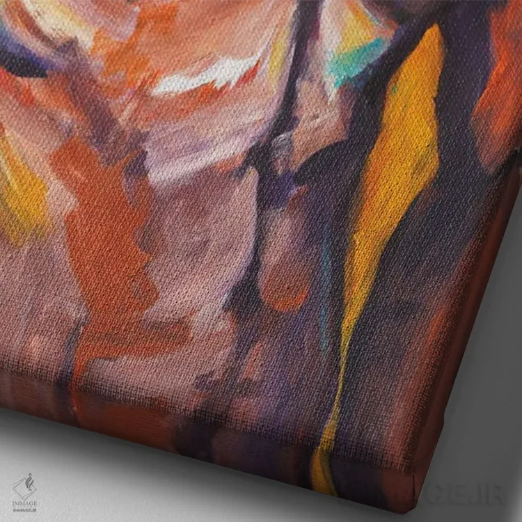 تابلو دکوراتیو خالکوبی اثر ایلین ریچارد - نمای نزدیک بافت بوم