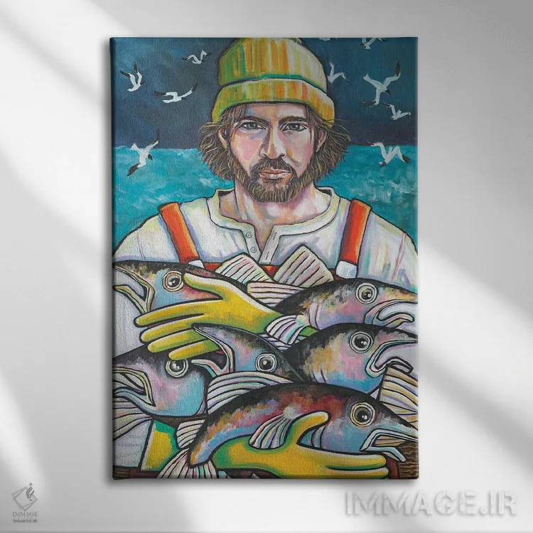 تابلو دکوراتیو ماهیگیر گلاستر اثر ایلین ریچارد - نمای روبهرو روی دیوار
