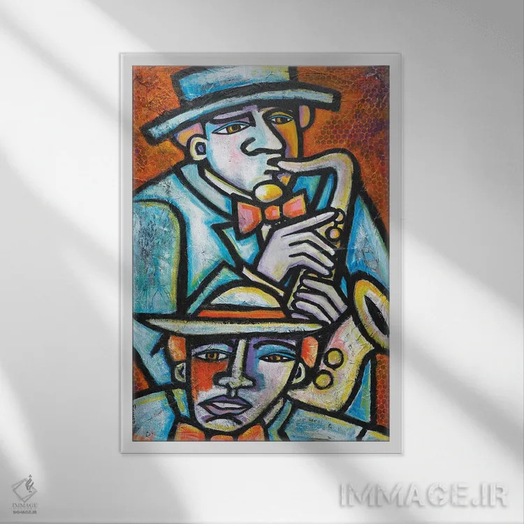 تابلو دکوراتیو مردان جاز اثر ایلین ریچارد - نمای قابدار سفید