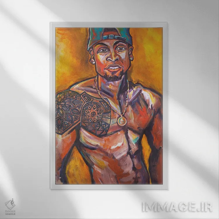 تابلو دکوراتیو خالکوبی اثر ایلین ریچارد - نمای قابدار سفید