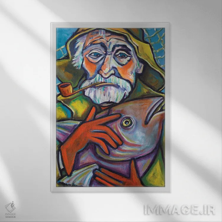 تابلو دکوراتیو ماهیگیر گلاستر اثر ایلین ریچارد - نمای قابدار سفید