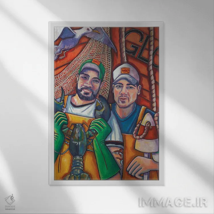 تابلو دکوراتیو خرچنگ آبی اثر ایلین ریچارد - نمای قابدار سفید
