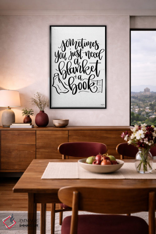 تابلو دکوراتیو یک پتو و یک کتاب اثر ایمپرفکت داست - D3B