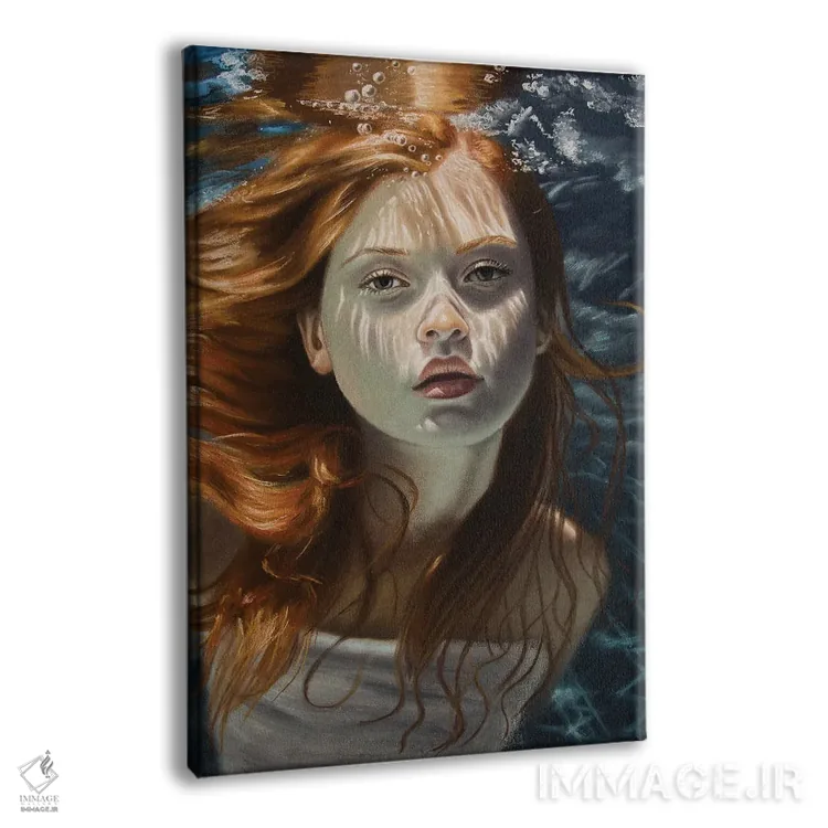 تابلو دکوراتیو دختر مو قرمز زیر آب اثر اینا مدودوا - نمای پرسپکتیو محصول