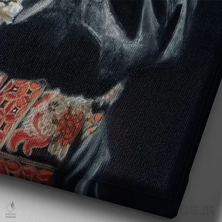 تابلو دکوراتیو دختر ژاپنی اثر اینا مدودوا - نمای نزدیک بافت بوم