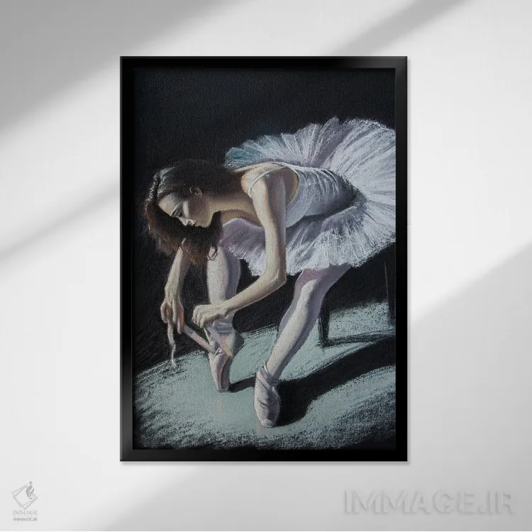تابلو دکوراتیو رقاص باله اثر اینا مدودوا - نمای قابدار مشکی