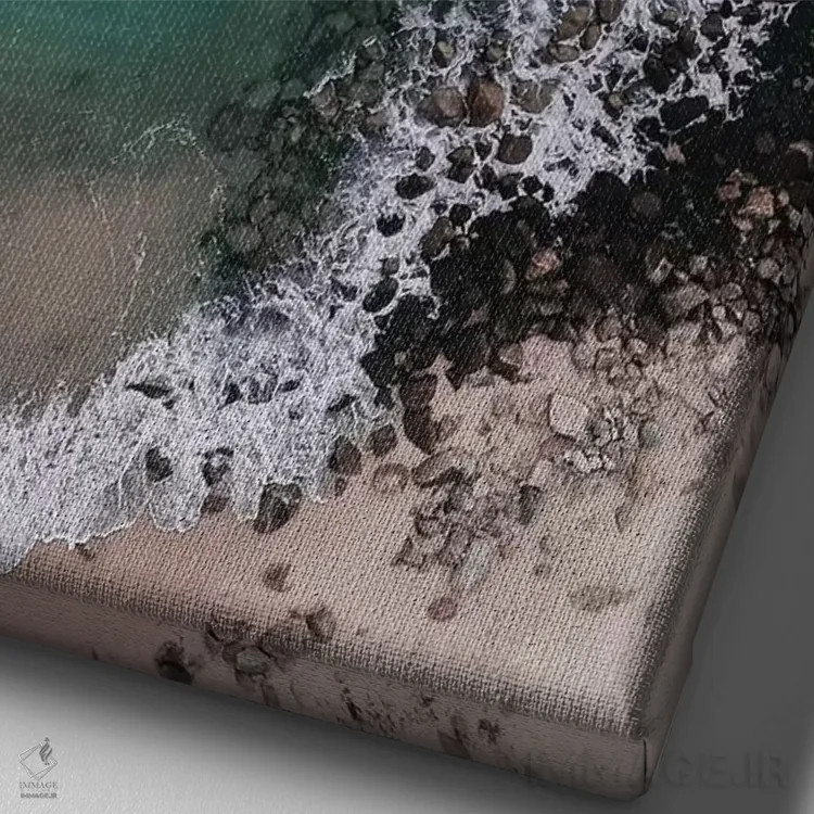 تابلو دکوراتیو اقیانوس سبز زمردی اثر اینگرید بدوز - نمای نزدیک بافت بوم