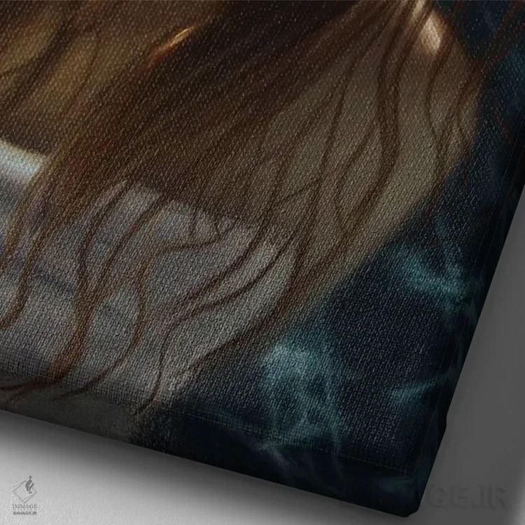 تابلو دکوراتیو دختر مو قرمز زیر آب اثر اینا مدودوا - نمای نزدیک بافت بوم