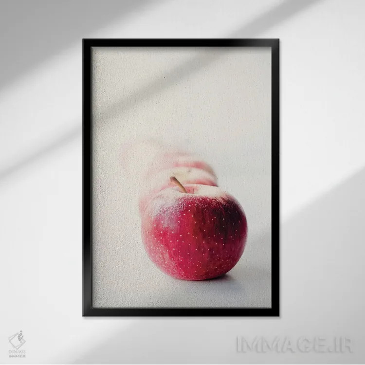 تابلو مینیمال سیب ها اثر اینگرید بدوز - نمای قابدار مشکی