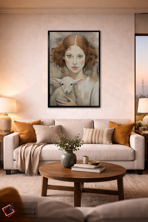 تابلو مدرن دختری با بره اثر اینا مدودوا - D2B