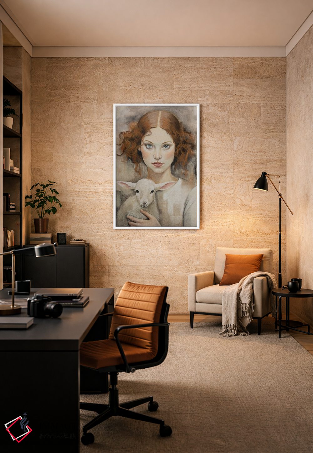 تابلو مدرن دختری با بره اثر اینا مدودوا - D6W