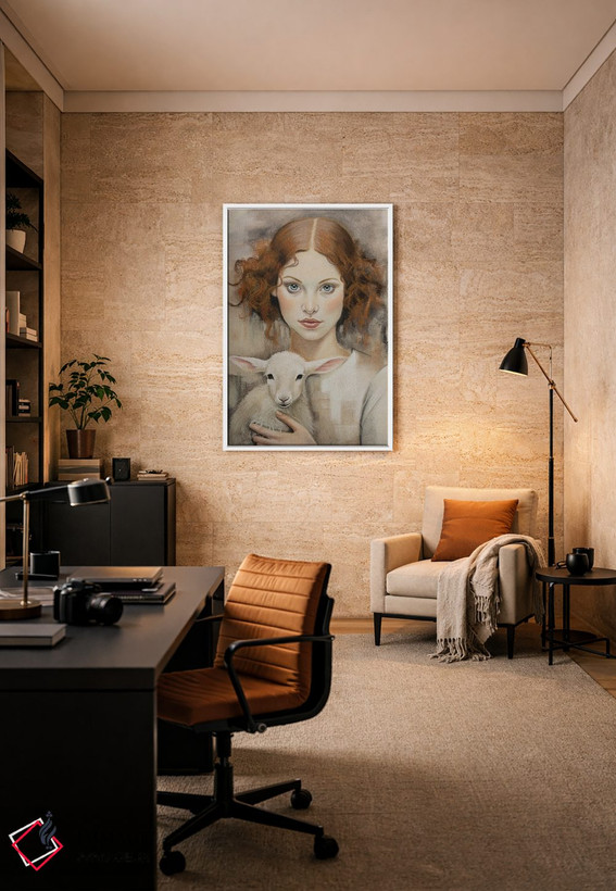 تابلو مدرن دختری با بره اثر اینا مدودوا - D6W
