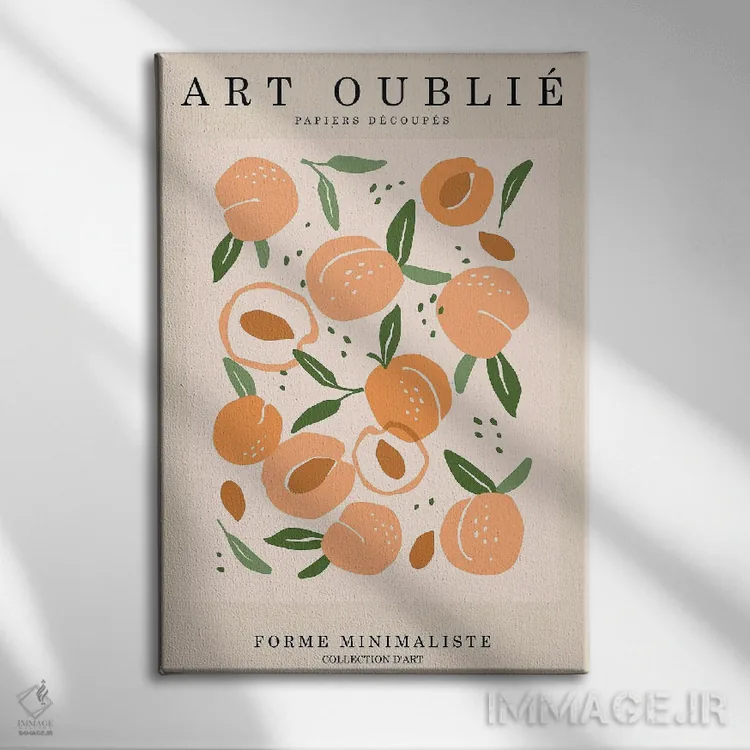 تابلو مدرن الگوی هلویی اثر اینکادو - نمای روبهرو روی دیوار