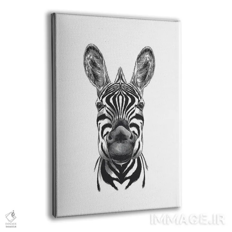 تابلو دکوراتیو تصویرسازی گورخر اثر اینکادو - نمای پرسپکتیو محصول