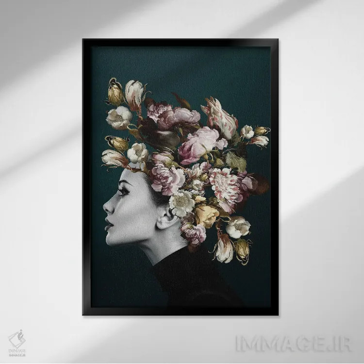 تابلو مدرن زن خیره کننده اثر اینکادو - نمای قابدار مشکی
