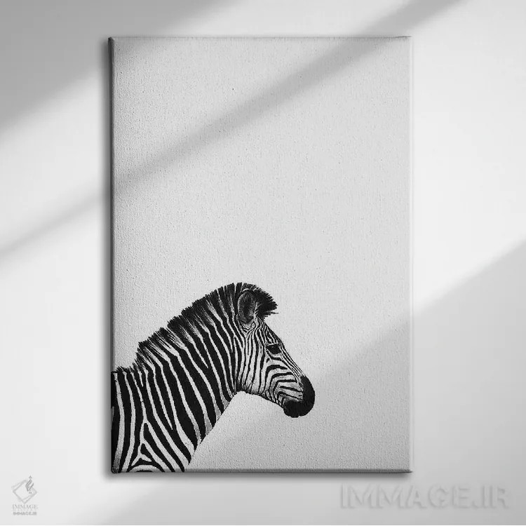 تابلو دکوراتیو گورخر II اثر اینکادو - نمای روبهرو روی دیوار