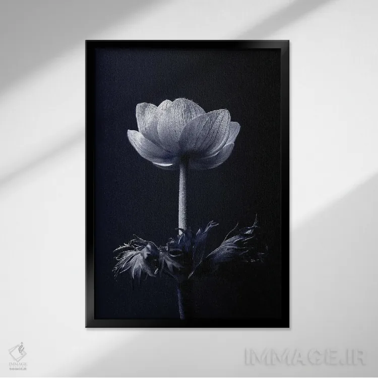 تابلو دکوراتیو تک گل اثر اینکادو - نمای قابدار مشکی